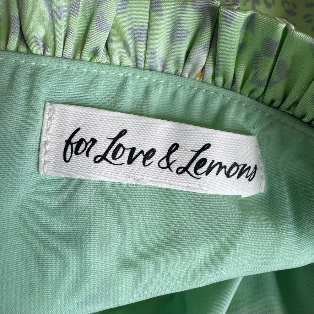 For Love & Lemons Robin Satin Cheetah Midi Dress in Mint Green Size 8/10 - Picture 8 of 16